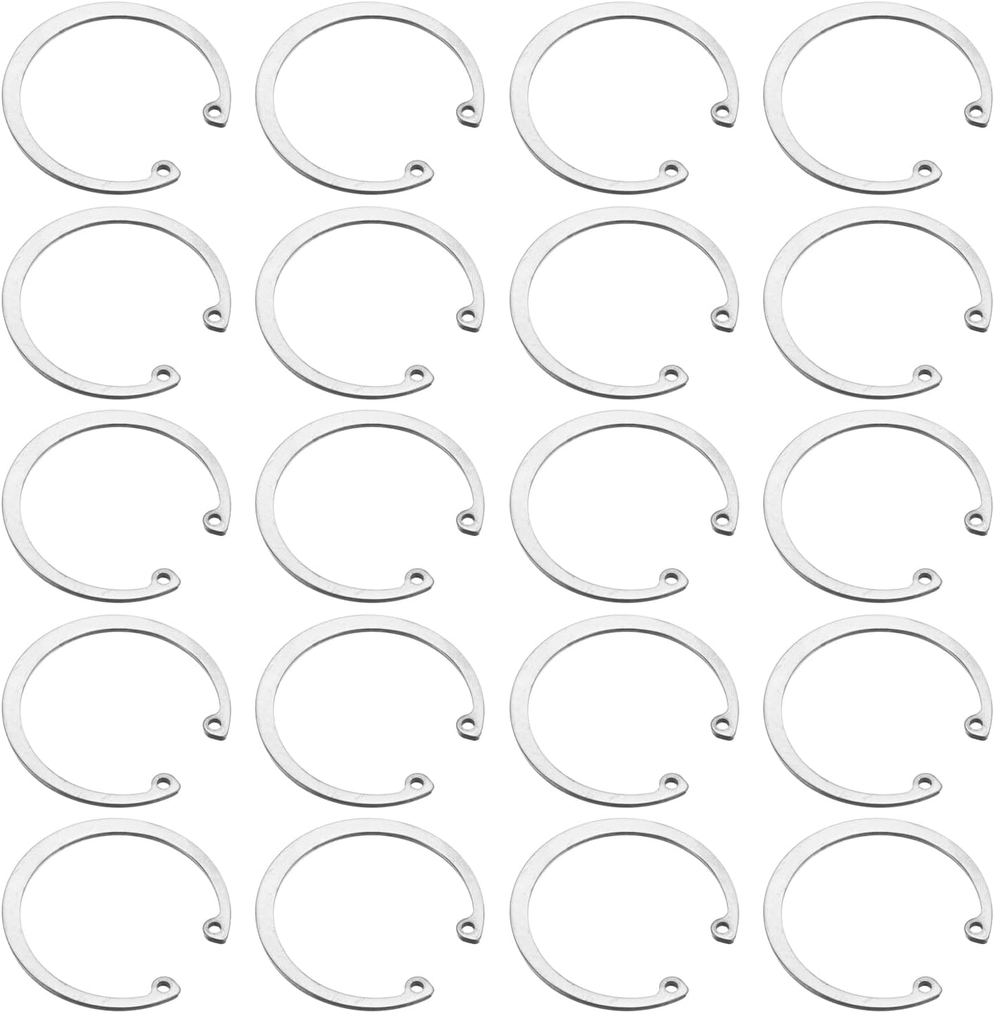 20 Anillos Retención 1.969pulg Acero Inox 304 Tono Plata