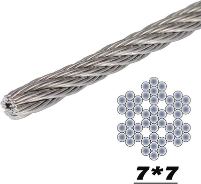 Cuerda acero inox T316 1/8pulg barandilla 500pies plateado