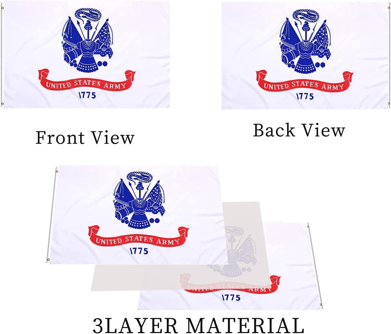 Bandera militar EE.UU. 2x3" doble cara poliéster 200D