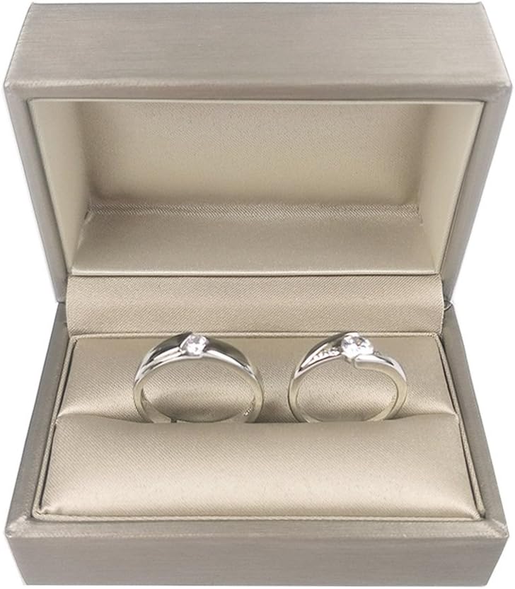 Caja anillos dobles piel sintética regalo boda