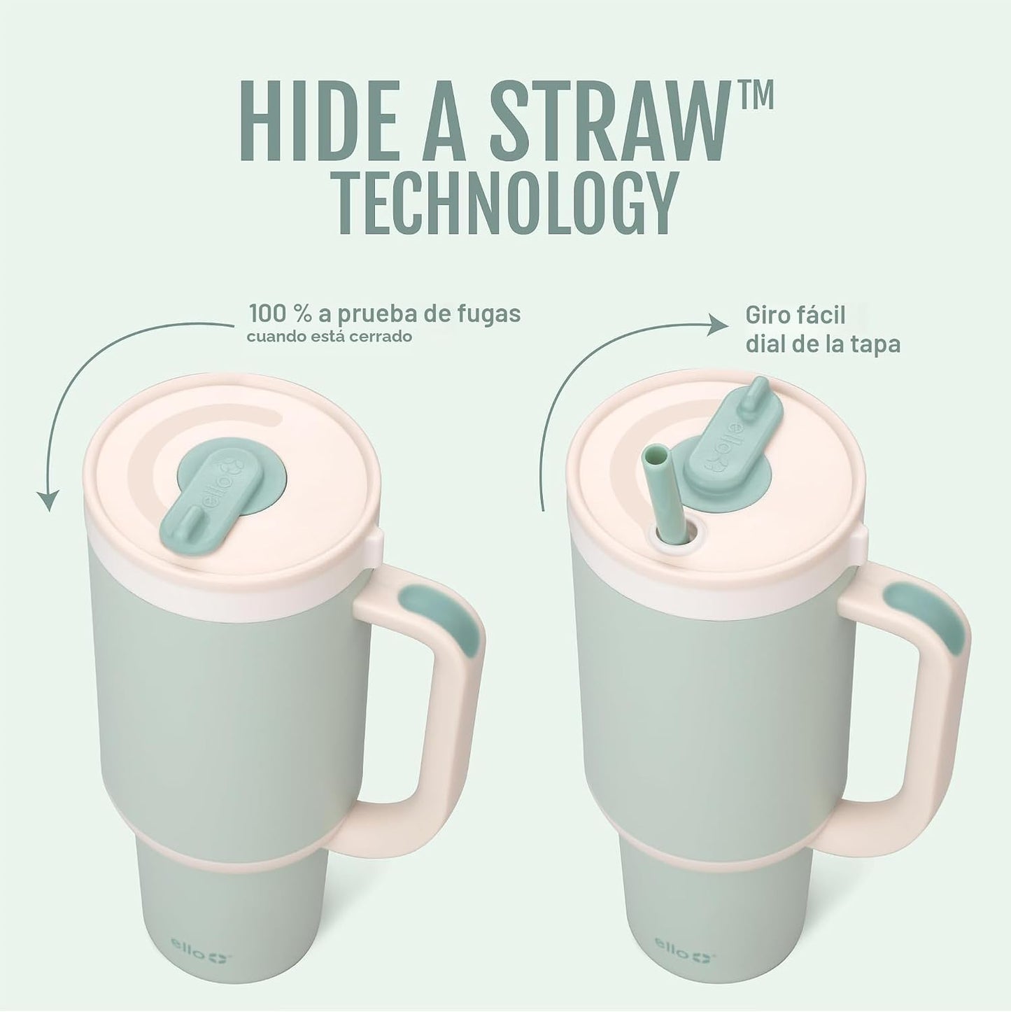 Vaso acero inox 710ml con asa popote retráctil reutiliz.