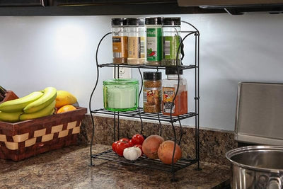 Estante alambre negro plegable 3 niveles cocina baño