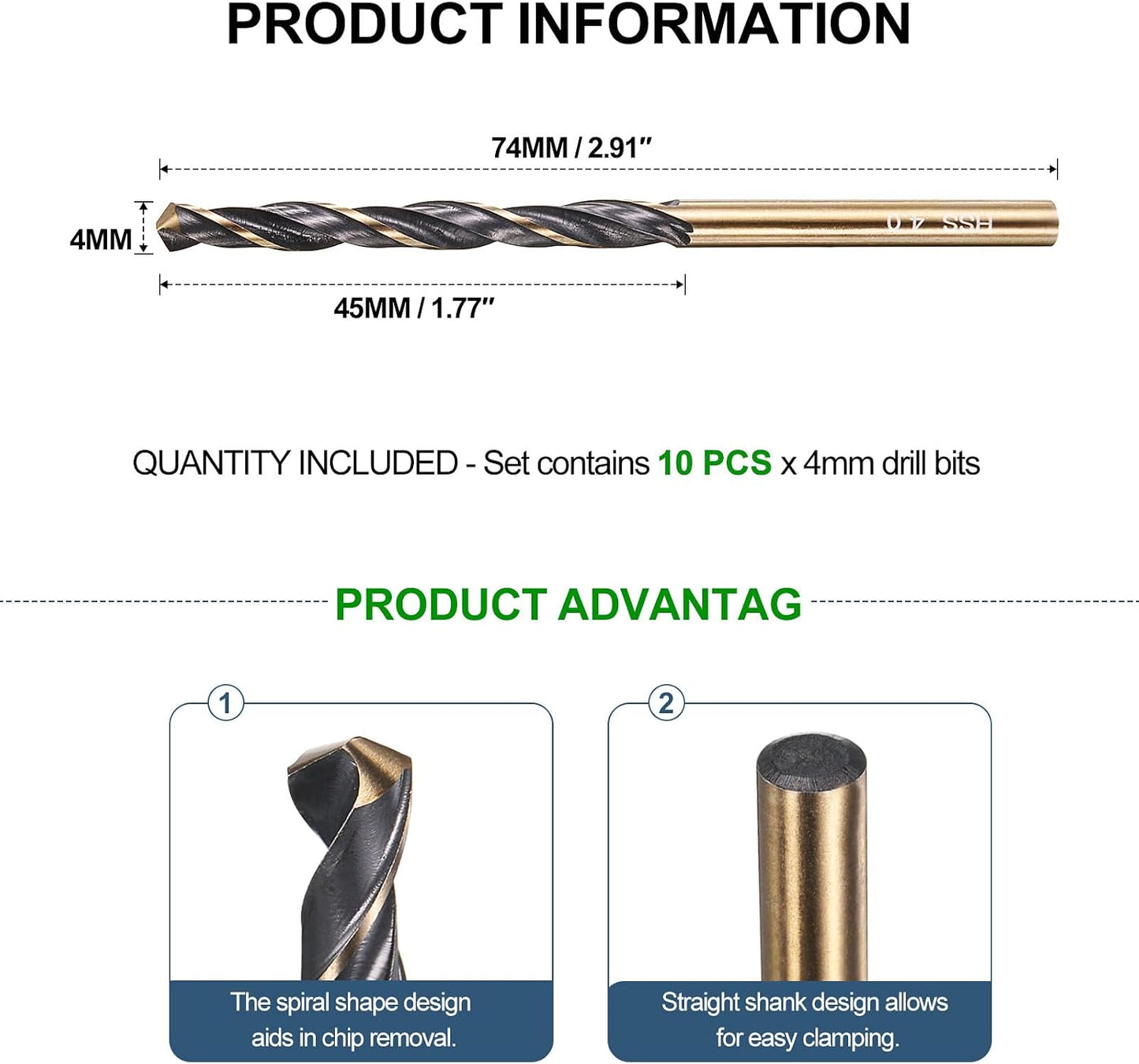 Broca acero 4341 118° 0.157in para cobre aluminio madera