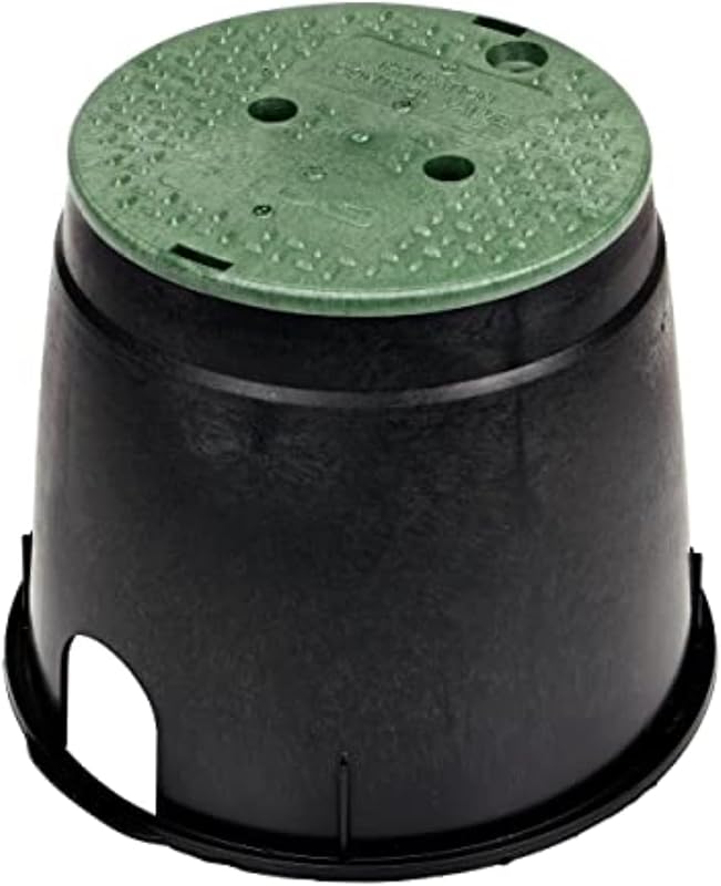 Caja válvula riego 10pulg negra cubierta verde