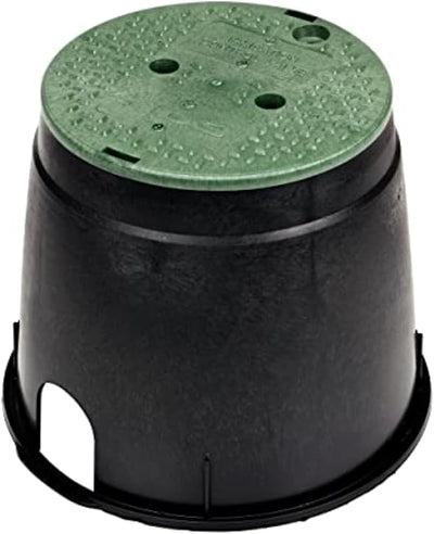 Caja válvula riego 10pulg negra cubierta verde