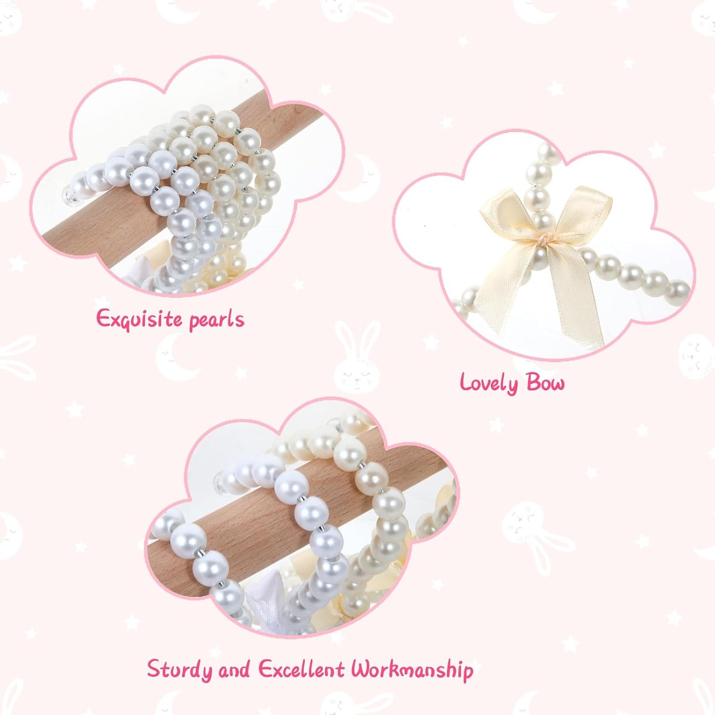 Perchas de perlas para ropa mascotas 10 Uds blanco y rosa