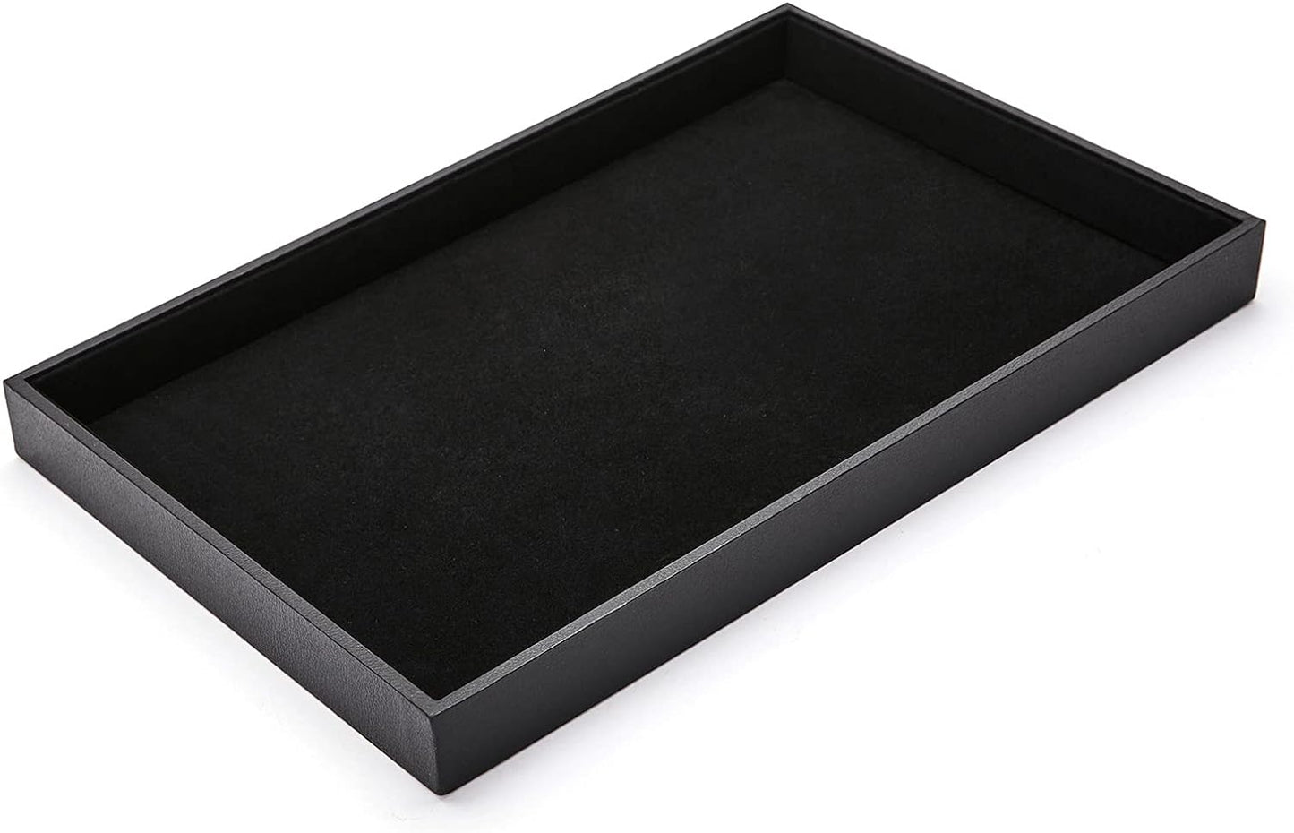 Organiz. terciopelo negro apilable para joyas