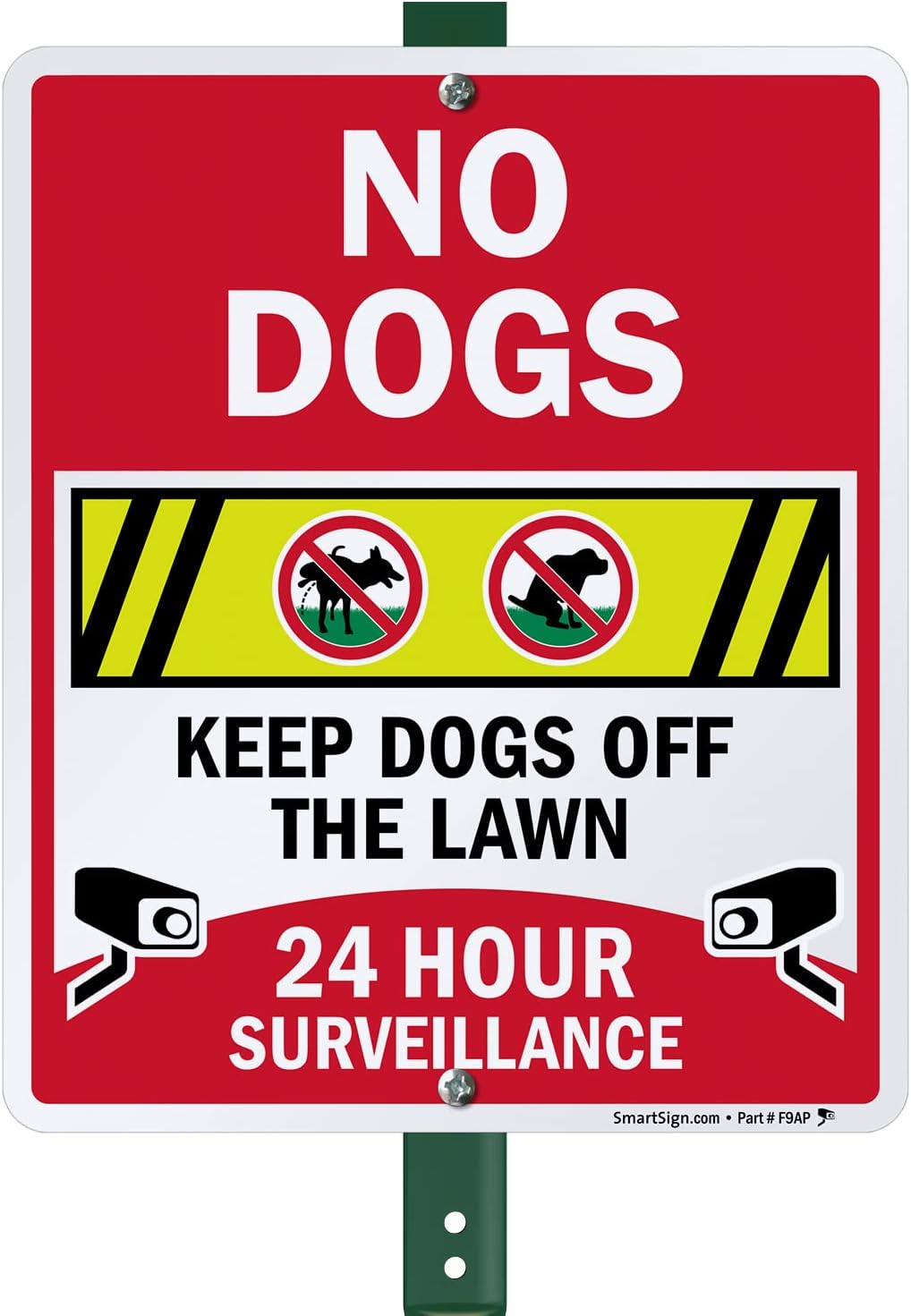 Letrero vigilancia 24h estaca 3" No Dogs aluminio 3M