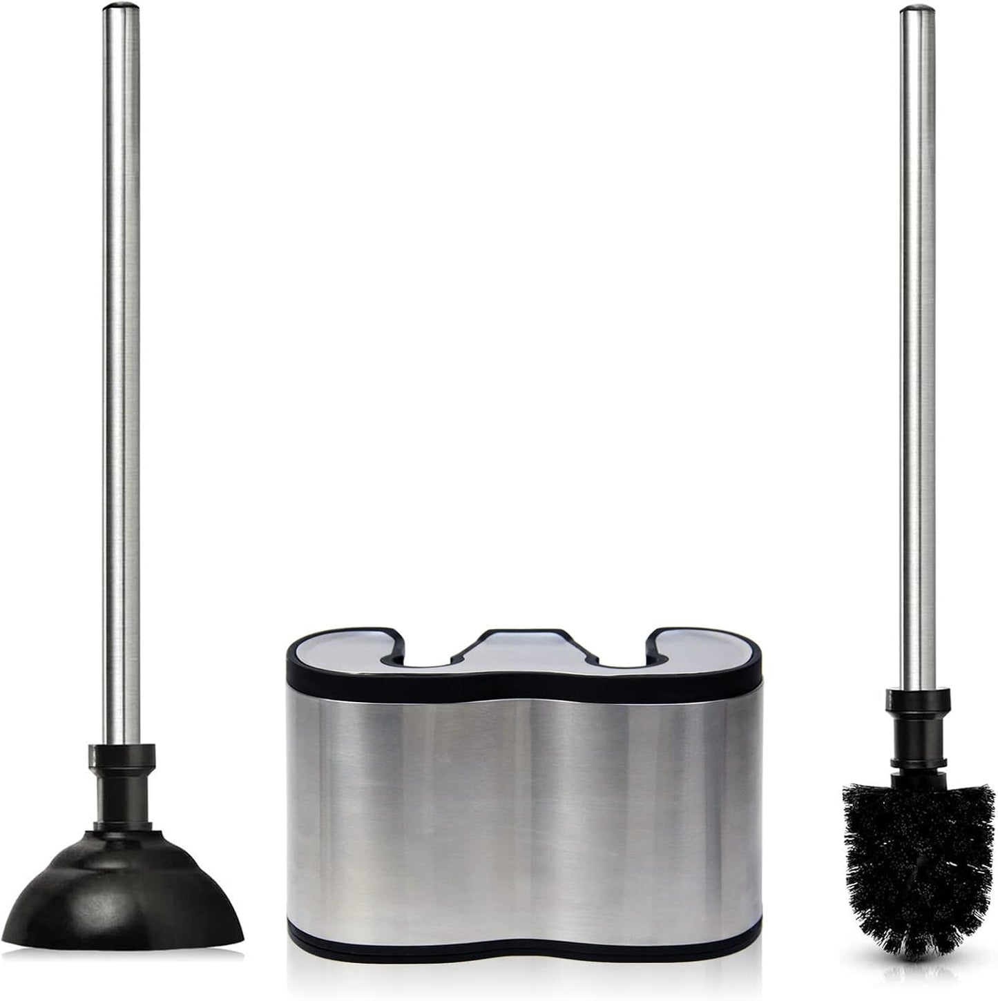 Escobilla inodoro acero inox soporte émbolo 2en1