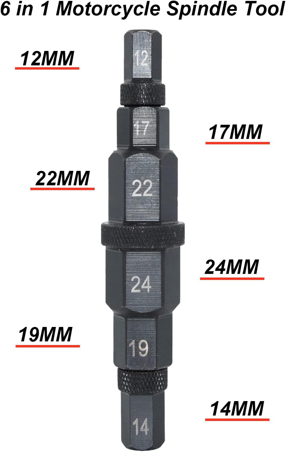 Herramienta eje hexagonal motocicleta 12-22mm 6en1 3/8"