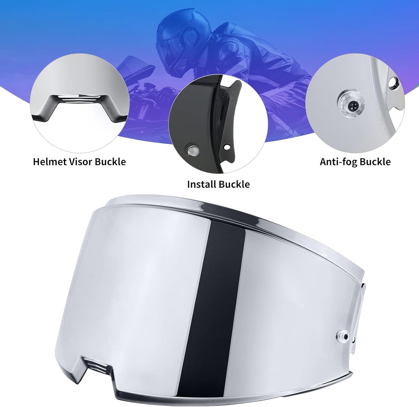 Visera casco Advant FF906 repuesto cromo plateado