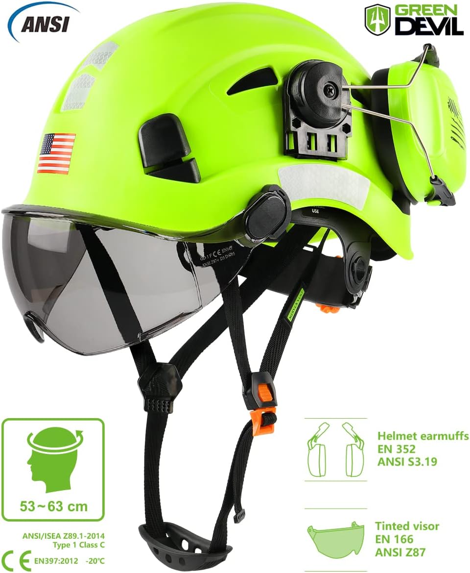 Casco seguridad visera ajustable ABS 6 puntos ANSI