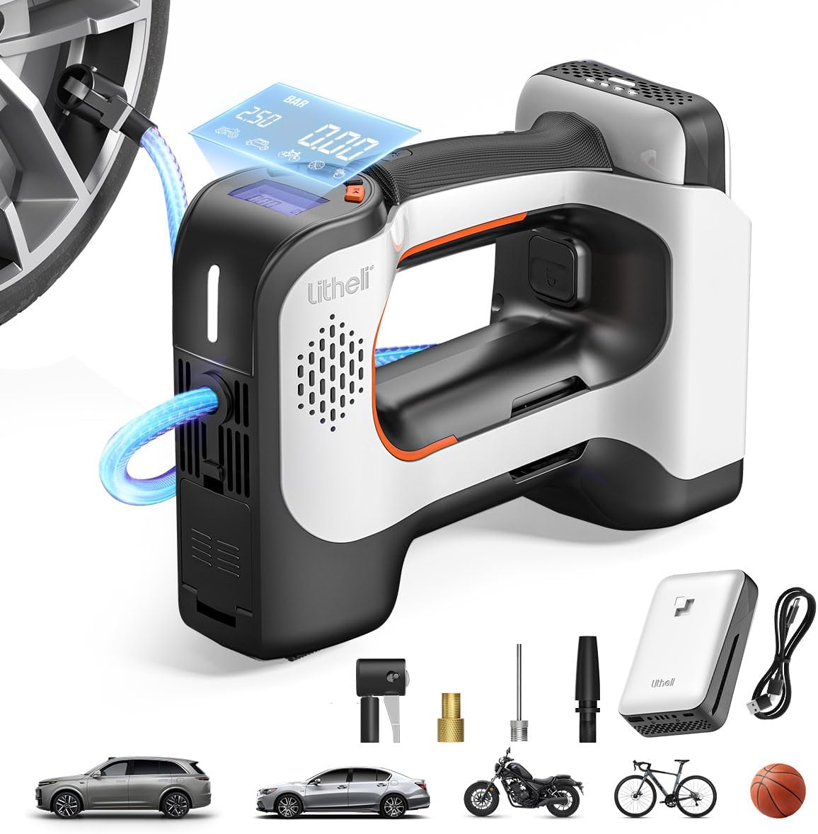 Compresor aire inalámbrico 20V para neumáticos coche
