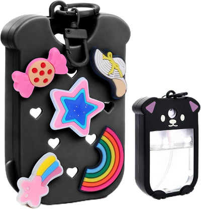 Estuche desinfectante recargable con llavero silicona 4 dijes