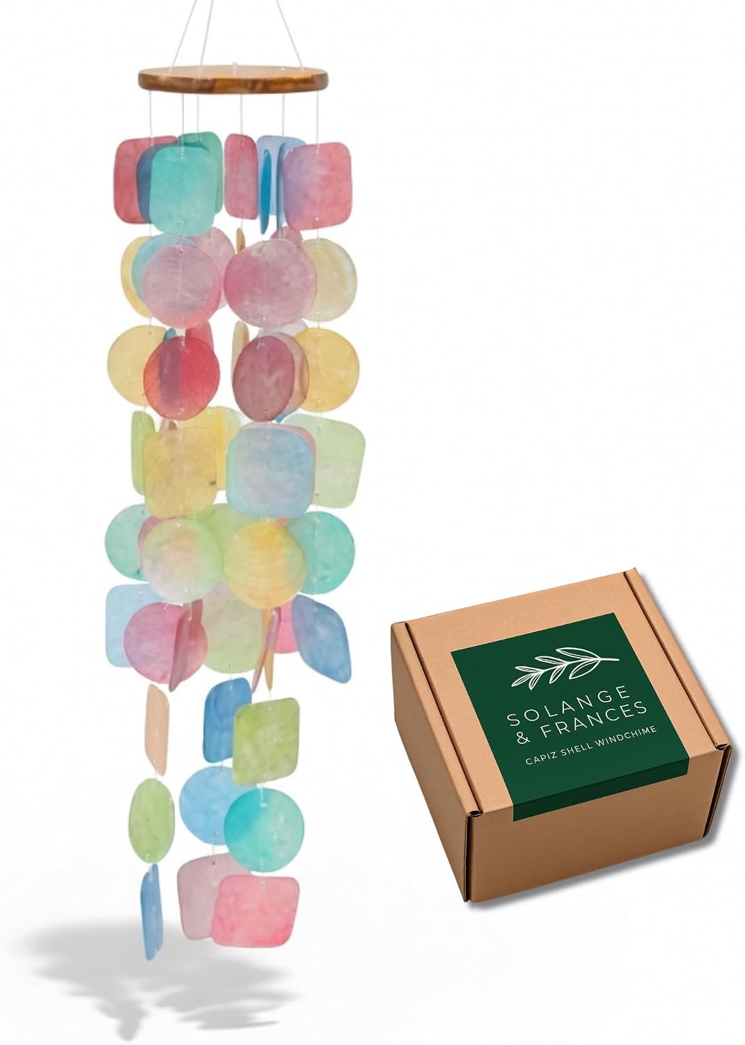 Campanillas viento Rainbow Capiz Shell decoración exterior