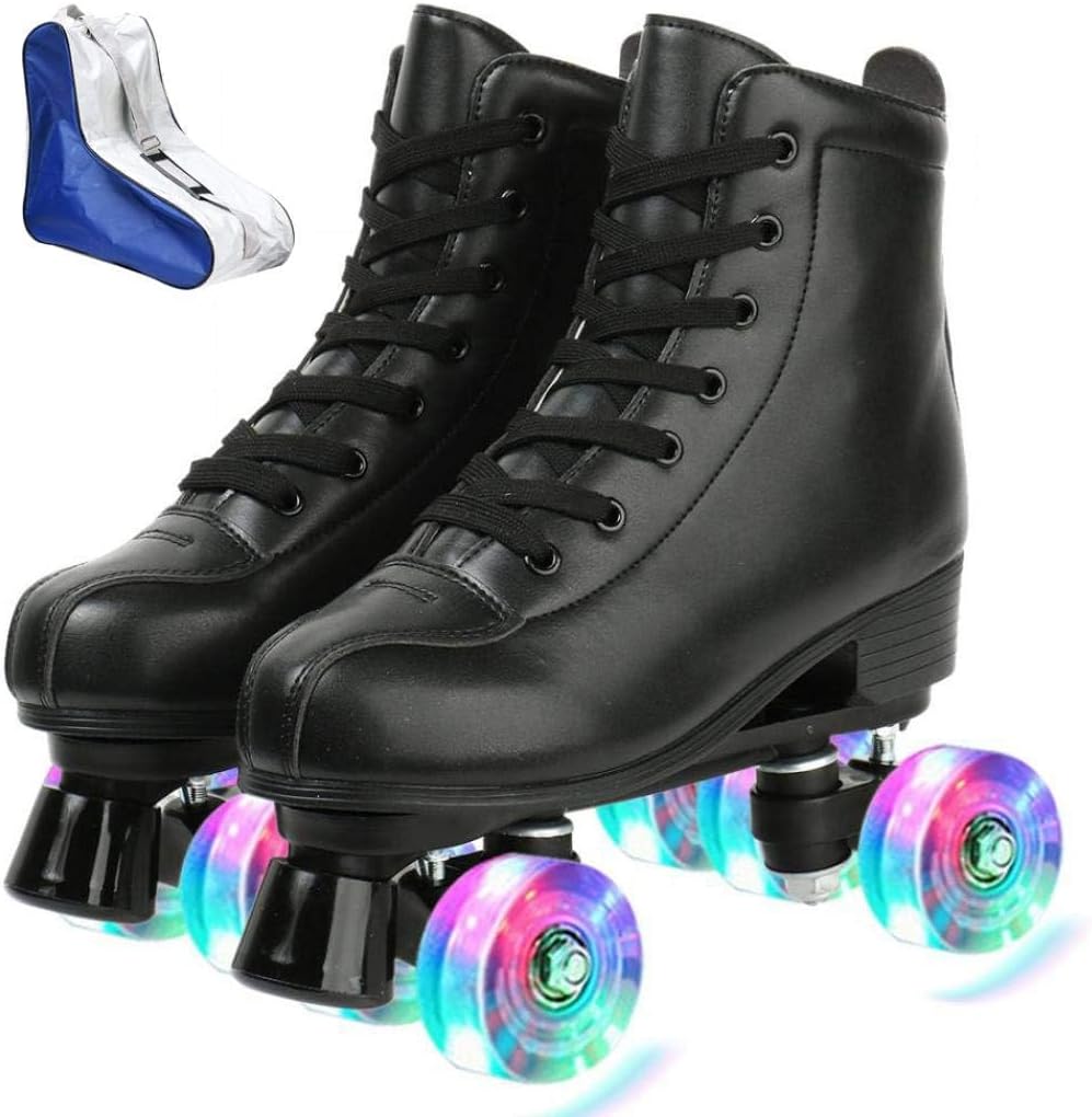 Patines cuero PU doble fila con bolsa