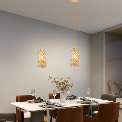 Lámpara colgante cristal dorada ajustable E26 1 luz