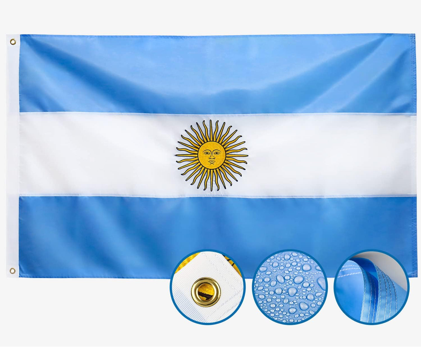 Bandera argentina doble cara 3x5m nailon resistente