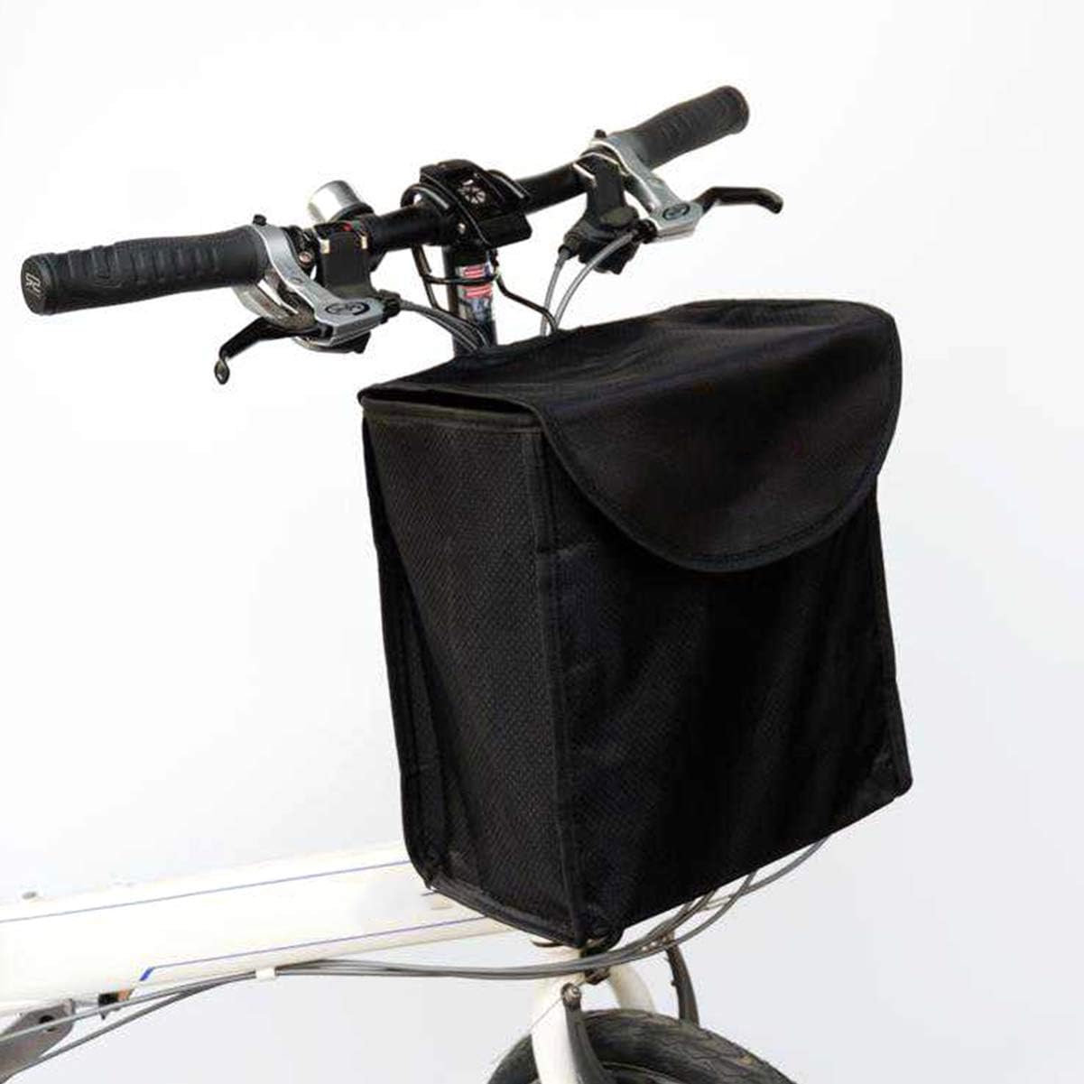 Cesta bicicleta con cubierta plegable lona negro