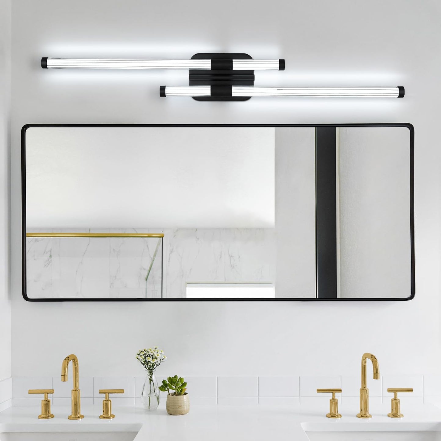 Lámpara LED sobre espejo baño 31.5pulg negro