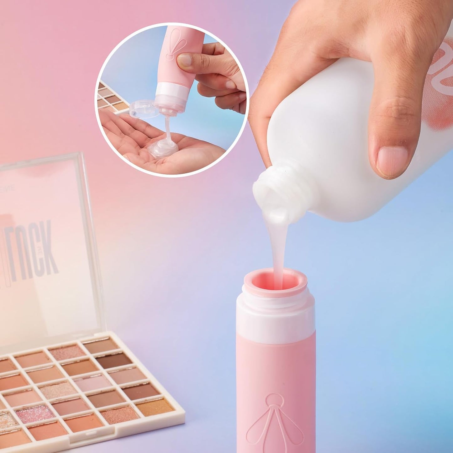 Kit 8 botellas silicona viaje a prueba de fugas sin BPA