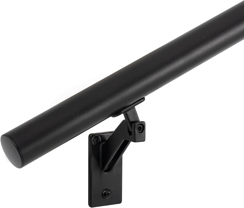 Kit pasamanos negro mate aluminio 1.4pulg soportes acero