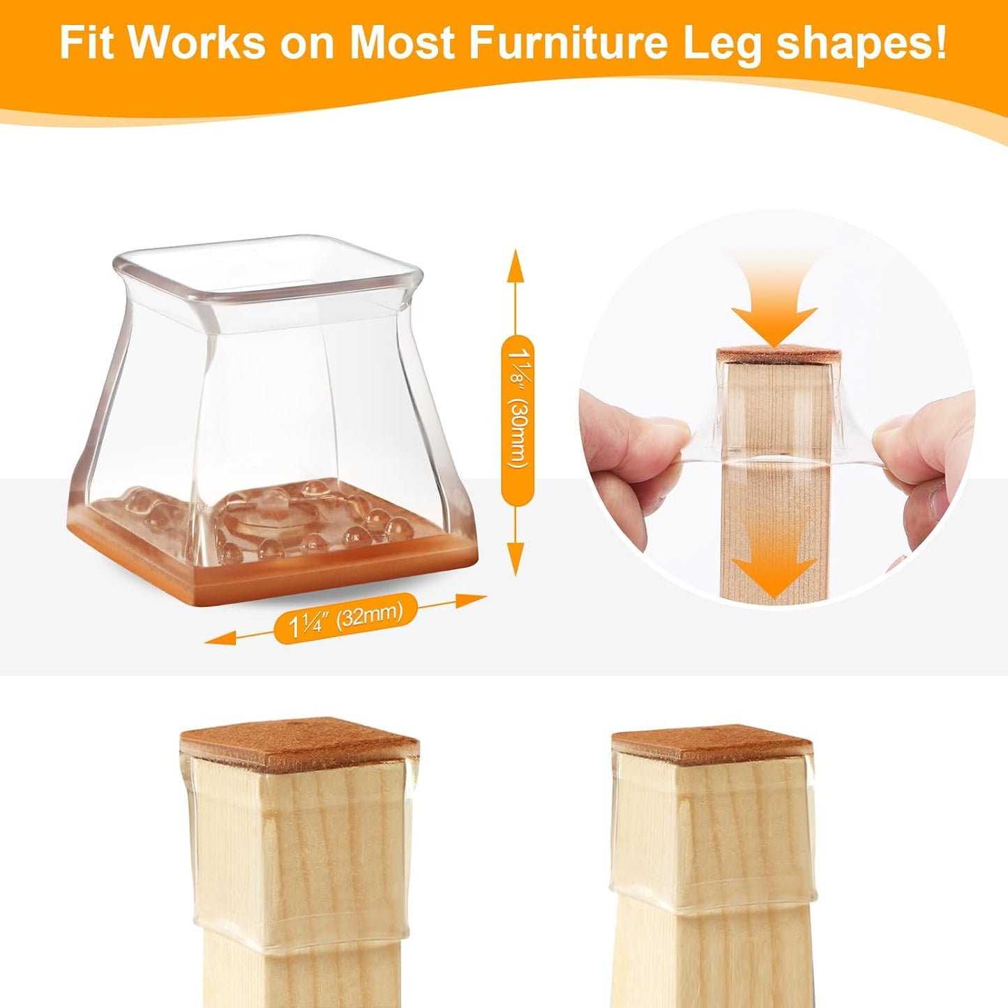 24 Protectores patas silla para pisos madera fieltro silicona