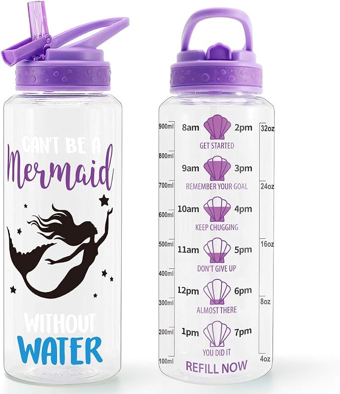 Botella agua 32oz con popote sin BPA a prueba de fugas