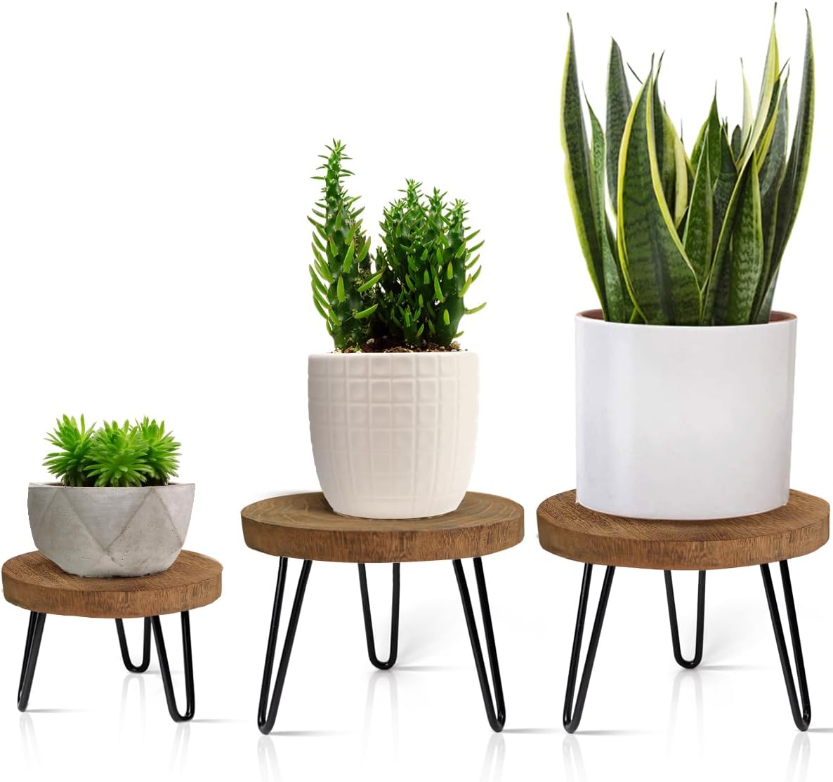 Soporte plantas madera ratán interior exterior