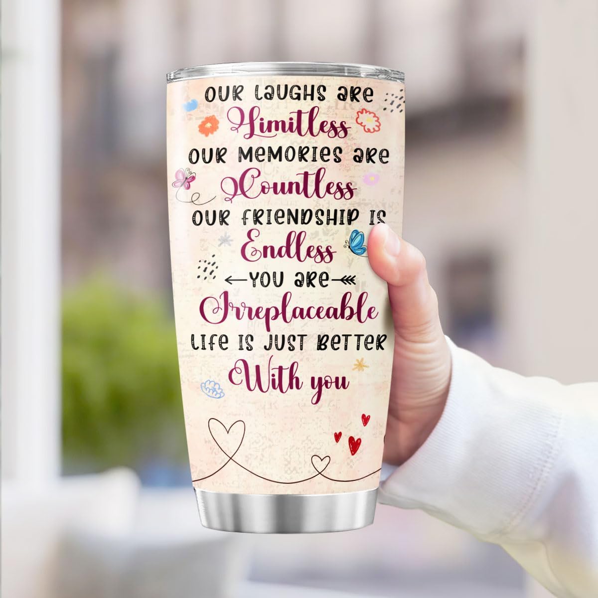 Vaso 20oz con tapa y popote regalo mujer