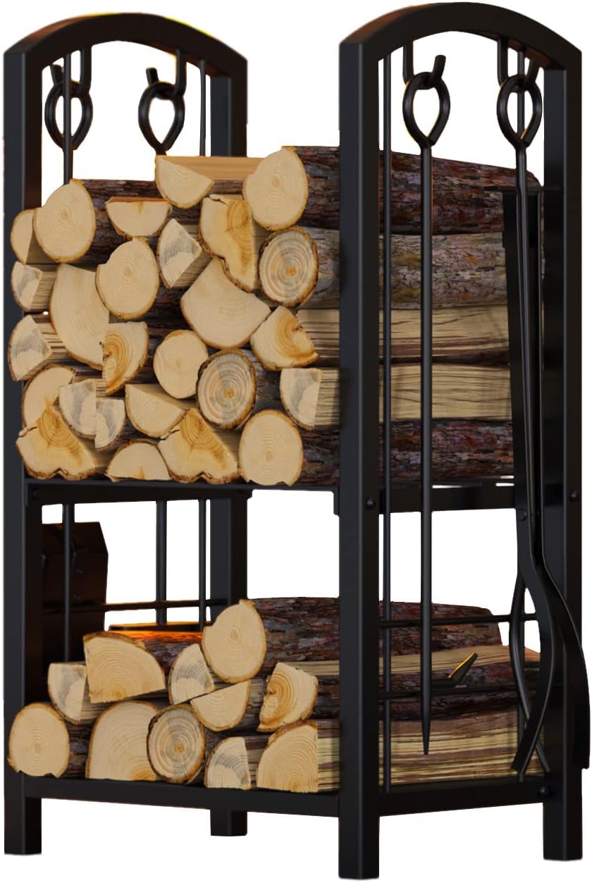 Estante troncos chimenea 5 Pzas con 4 Herramientas