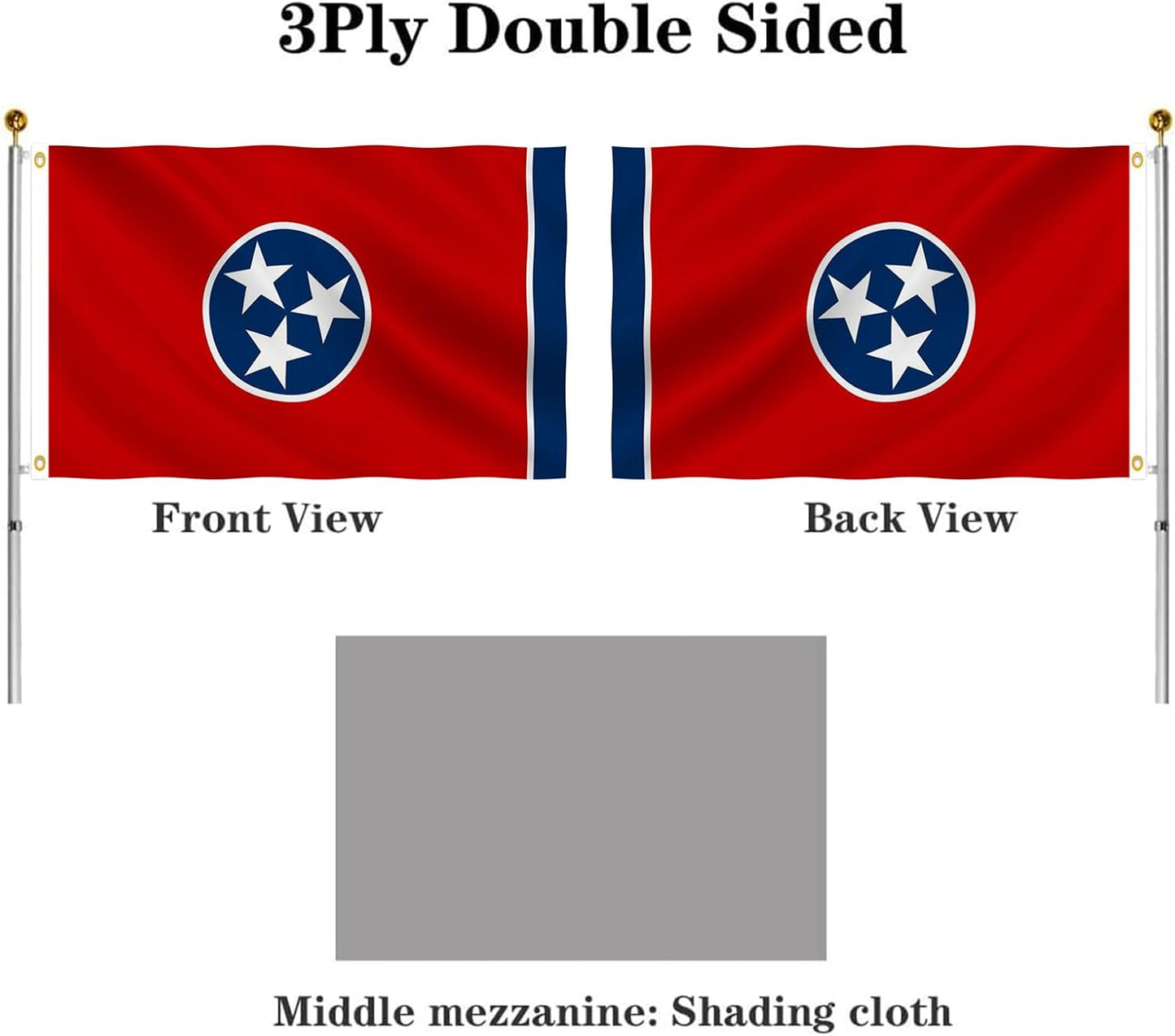 Bandera Tennessee 3x5ft doble cara UV lona