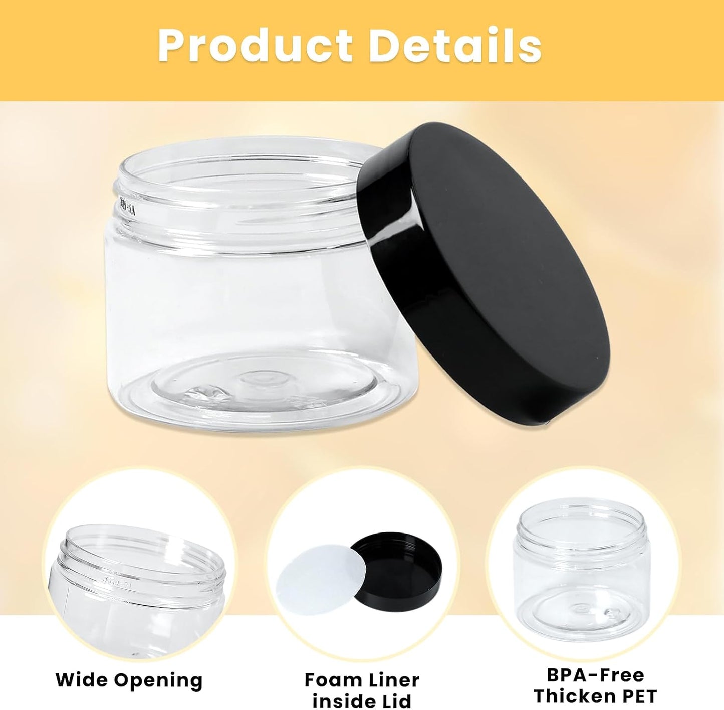 16 Recipientes Plástico Transparente 5oz con Tapas Viaje Cosméticos