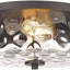 Lámpara techo vidrio martillado 2 luces bronce antiguo