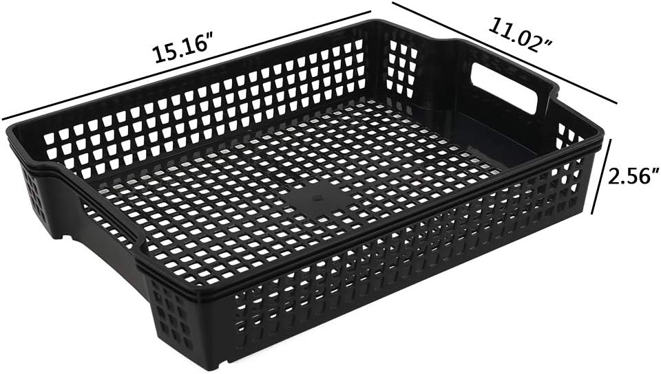 Bandeja almacenamiento plástico oficina cocina 6 pzas negro