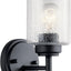 Aplique pared 9.25pulg vidrio transparente negro