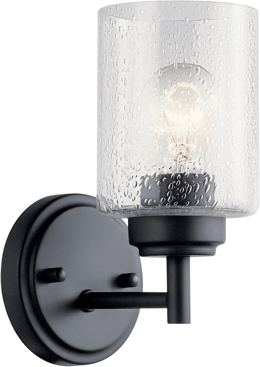 Aplique pared 9.25pulg vidrio transparente negro