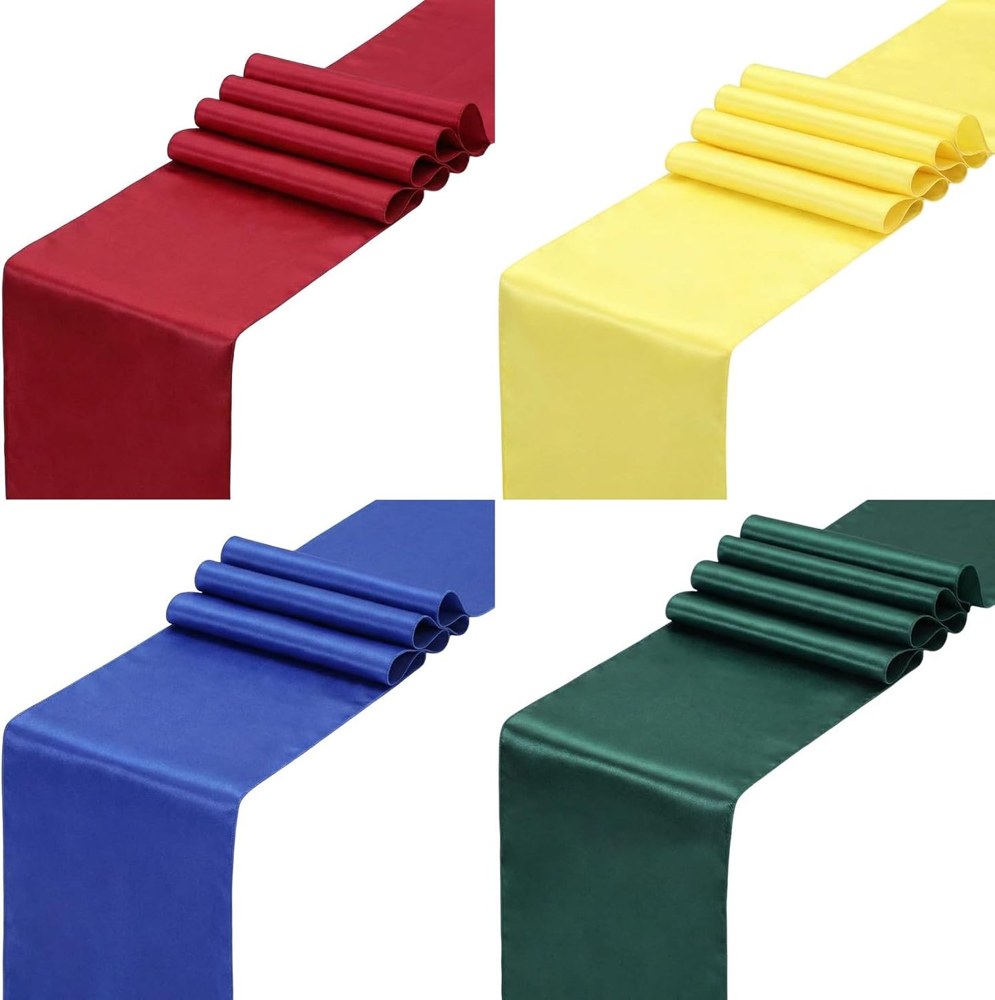 4 Pzas Camino Mesa Fiesta Mago 13x72pulg Rojo Amarillo Azul Verde