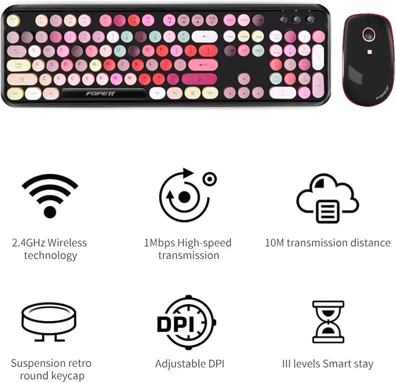 Combo teclado y ratón inalámbricos 2.4 GHz para PC Negro