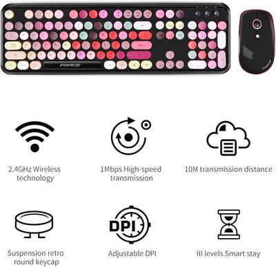 Combo teclado y ratón inalámbricos 2.4 GHz para PC Negro