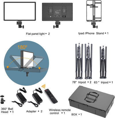 2 Luces LED Video Soporte Regulable Bicolor 50W Negro