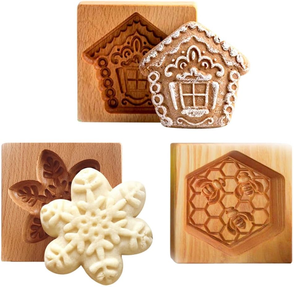 Molde madera hornear 3D grabado Navidad Halloween Pascua