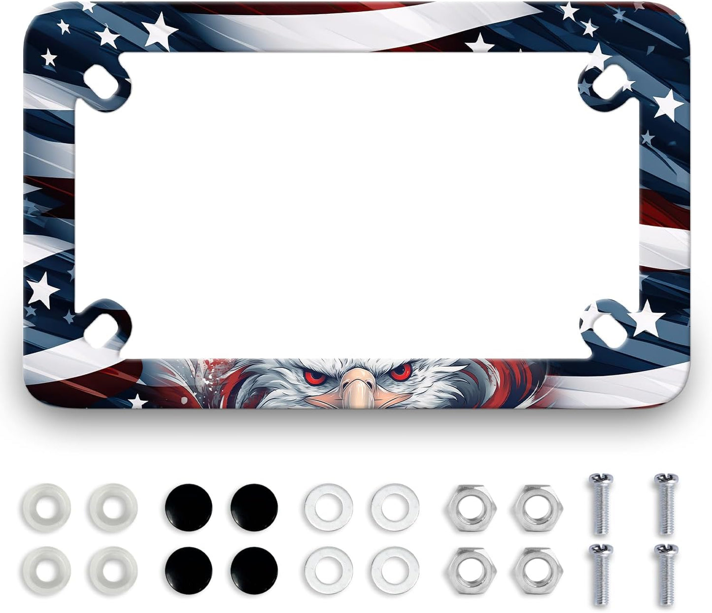 Marco placa motocicleta acero inox bandera americana