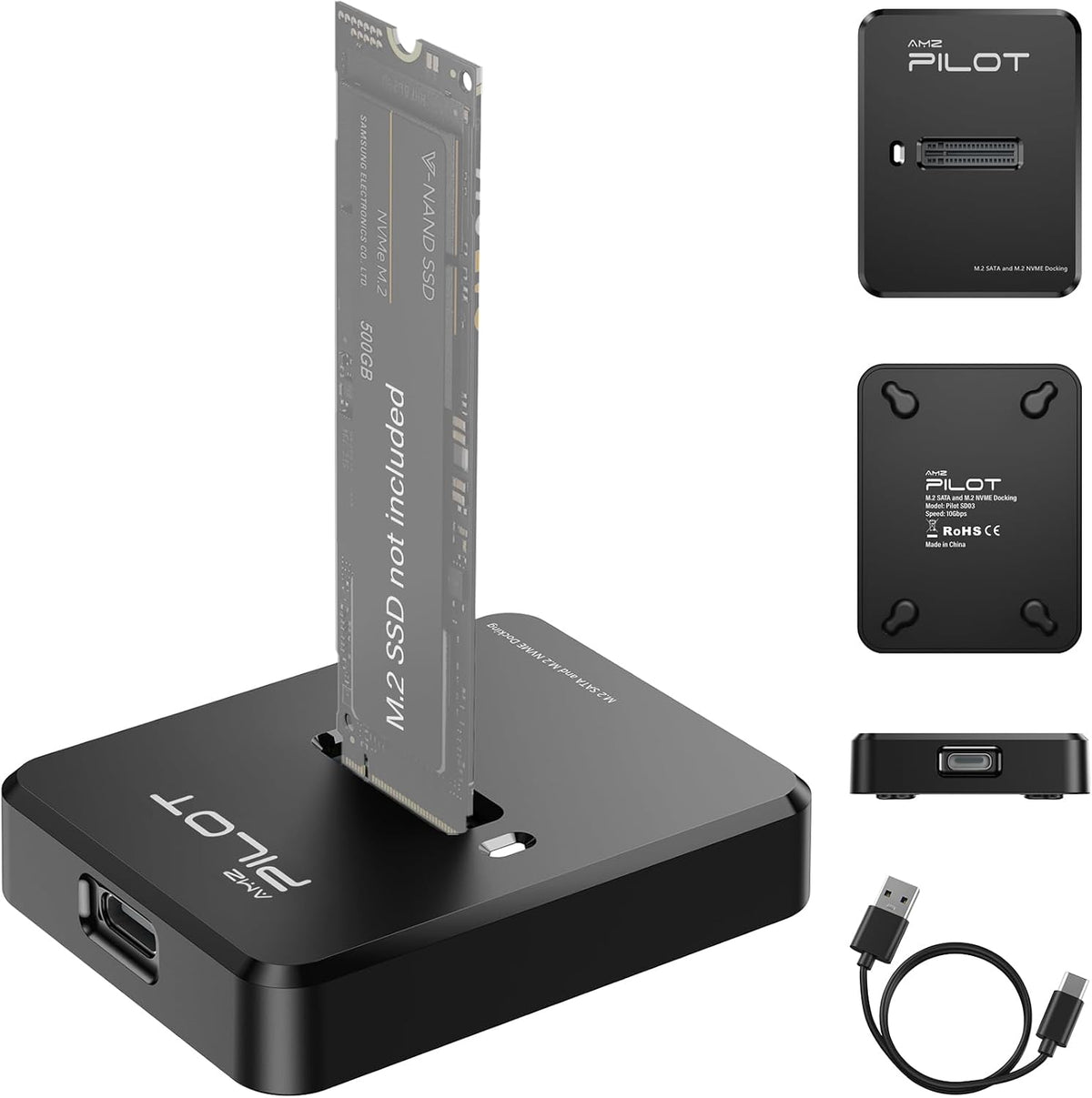 Adaptador M.2 a USB C 10 Gbps para SSD NVMe SATA