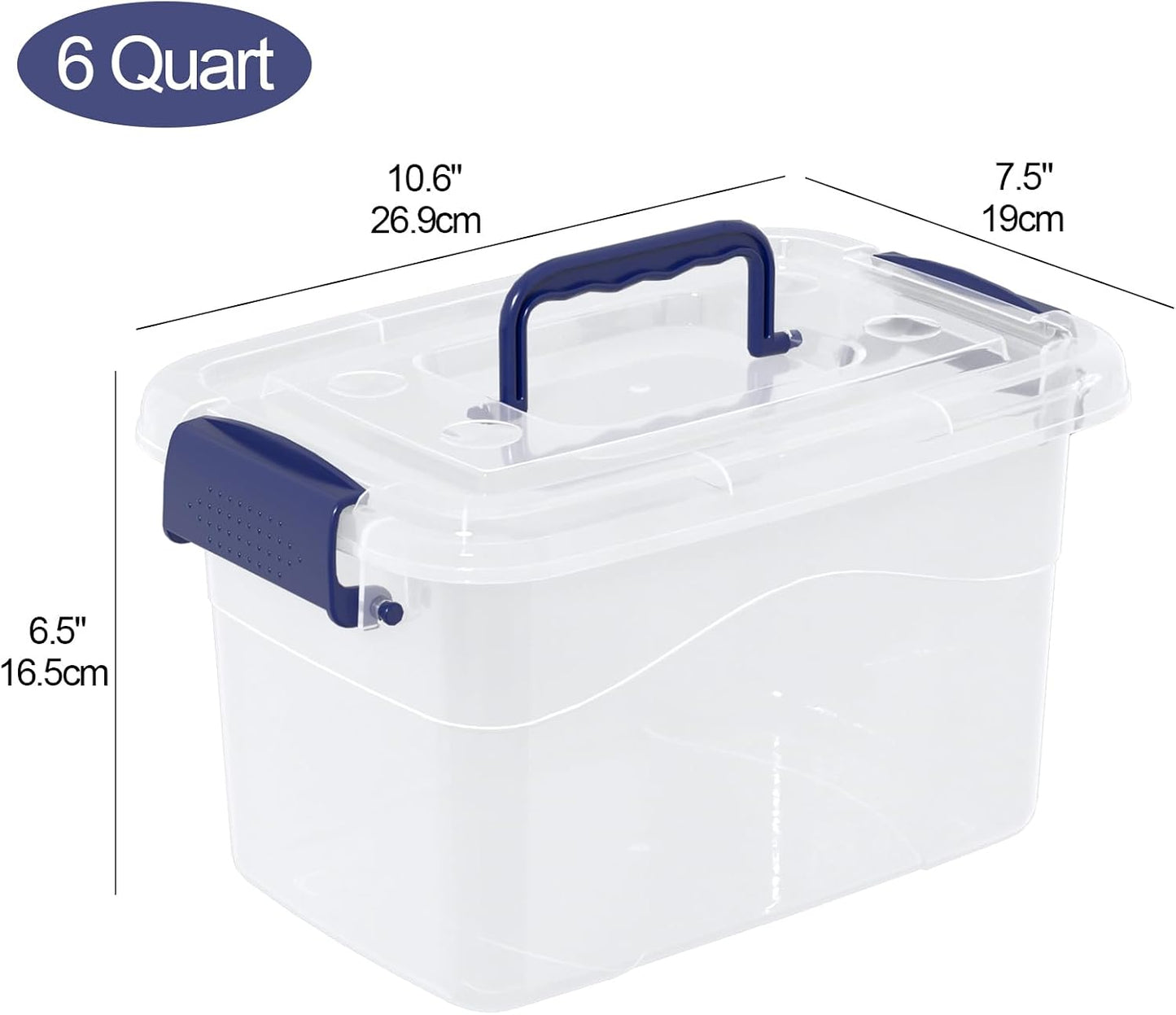 6 Pzas Contenedor Plástico 6qt Transparente con Tapas
