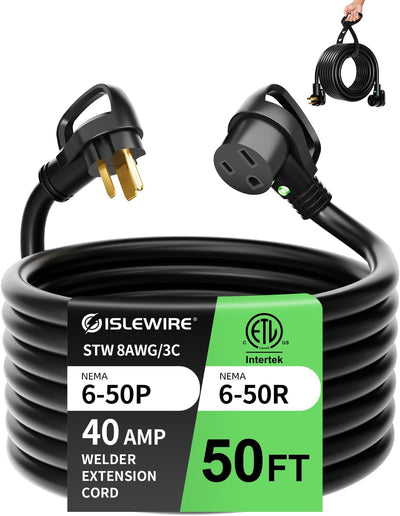 Cable extensión soldador 8 AWG 250V 50pies con luz LED y
