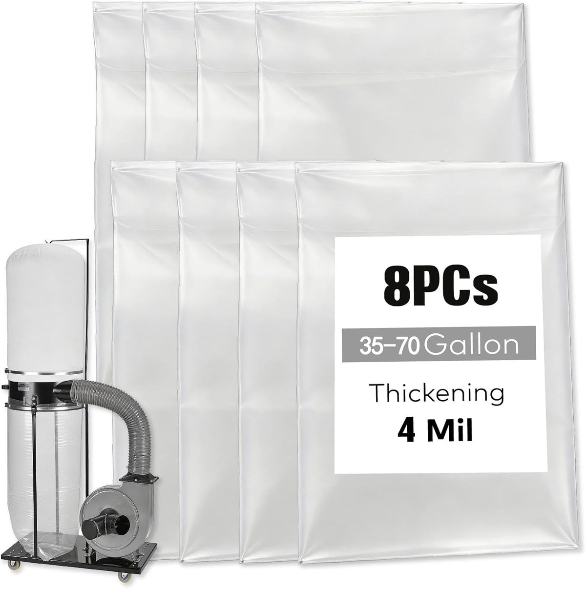 8 Bolsas Colector Polvo 19.5pulg 70gal Plástico