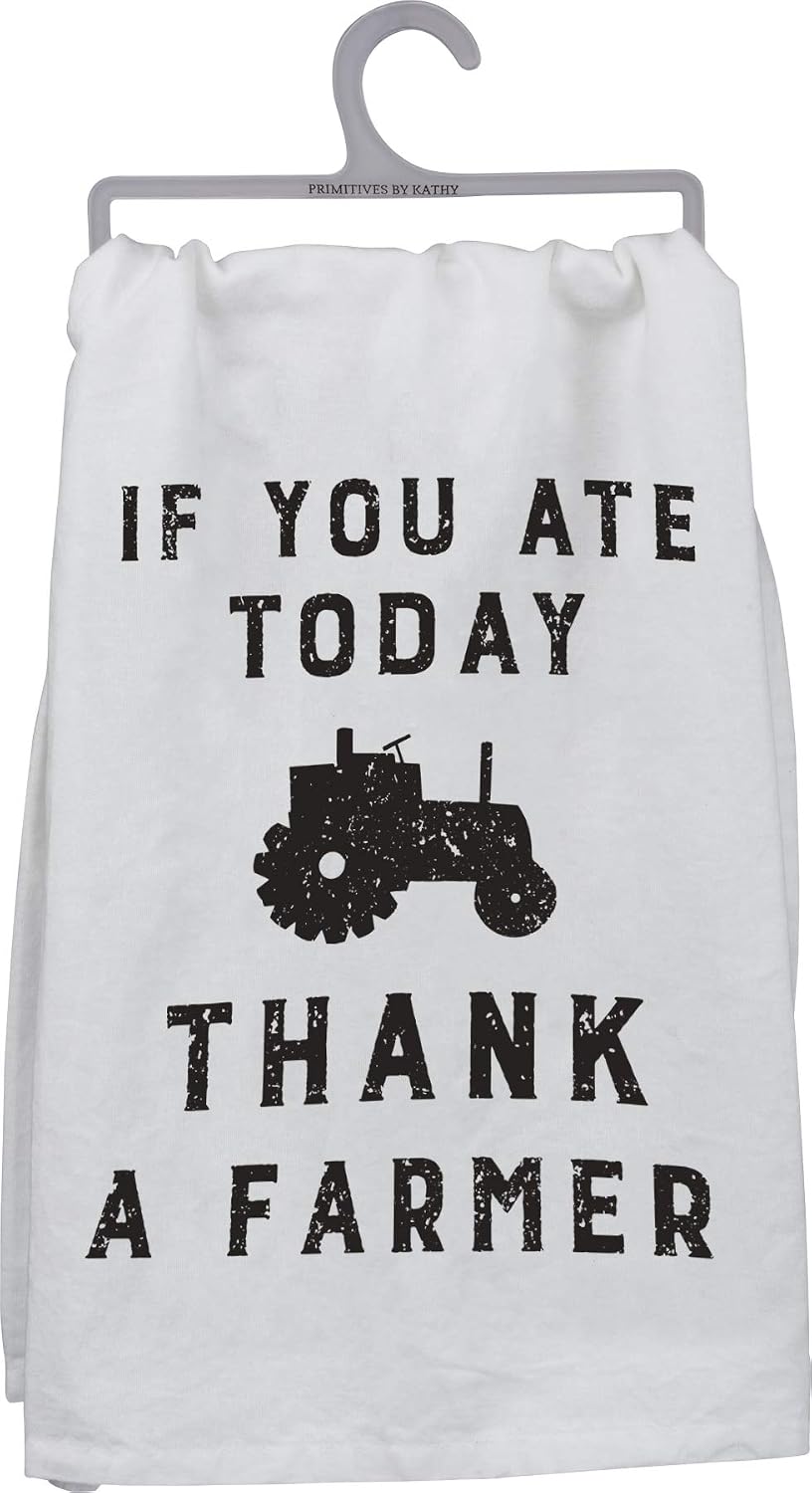 Toalla cocina granja 28x28pulg if you ate today thank a farmer
