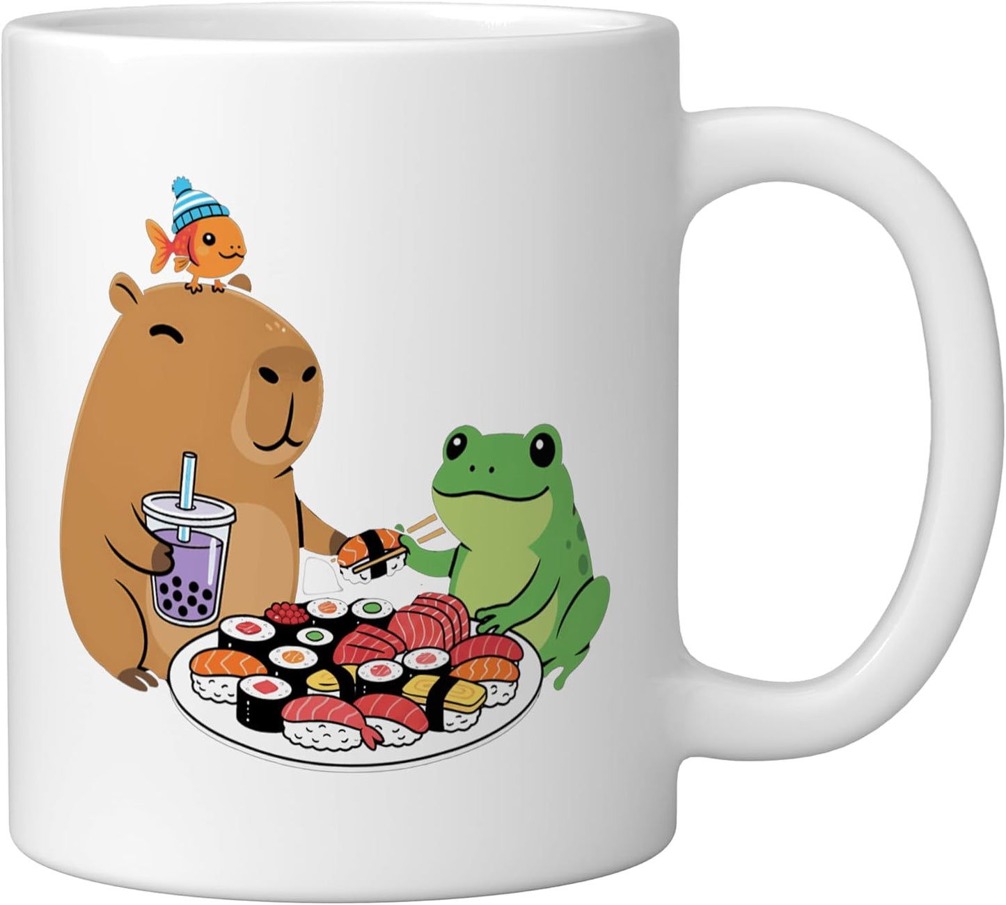 Taza Cerámica Kawaii Japonesa para Sushi y Bubble Tea