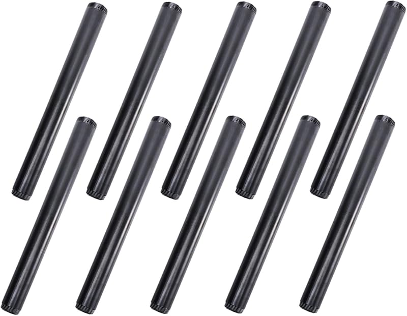Tubo hierro negro 1x12" set 10 pezones metal muebles